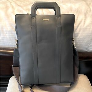 HENNESSY Grey Leather Two Way Tote Messenger Bag- Brand NEW